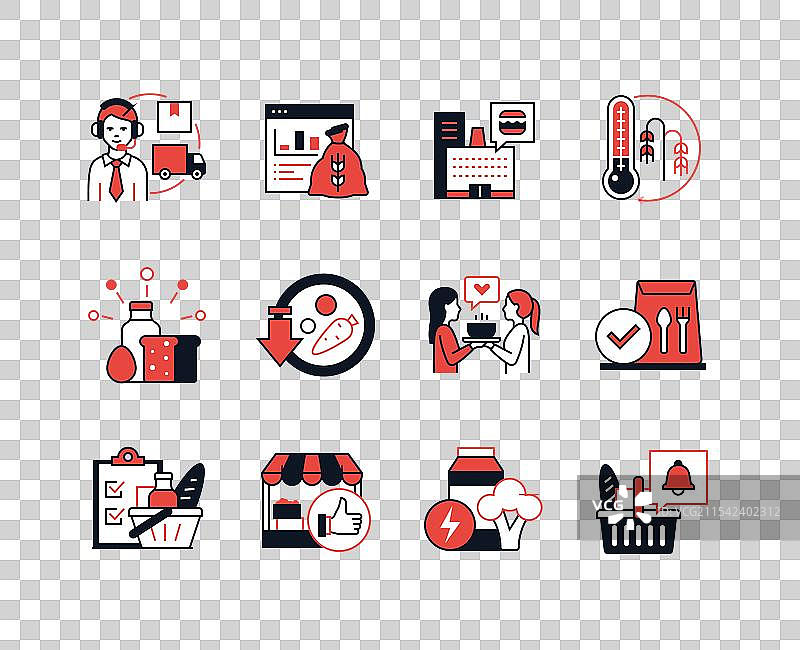 食品行业与危机 - 线条设计风格图标图片素材