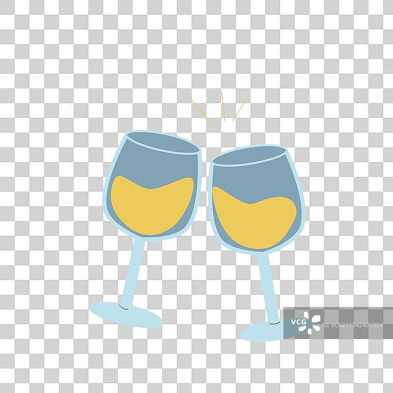 手绘的两杯香槟酒图片素材