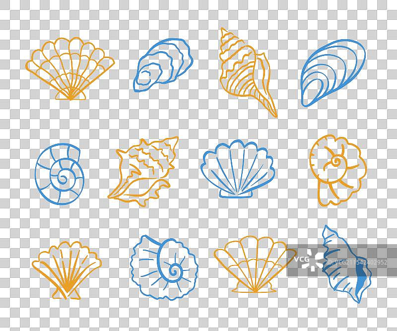 手绘海贝壳收藏涂鸦海螺图片素材