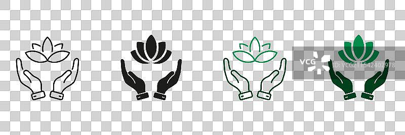 人手握着花的线条和轮廓图片素材