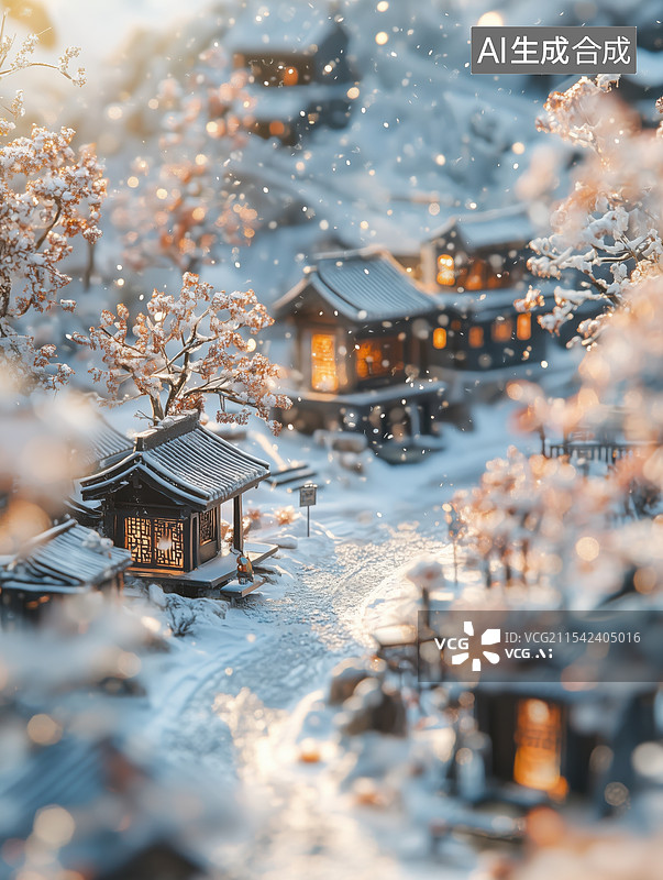 【AI数字艺术】大寒节气雪纷纷图片素材