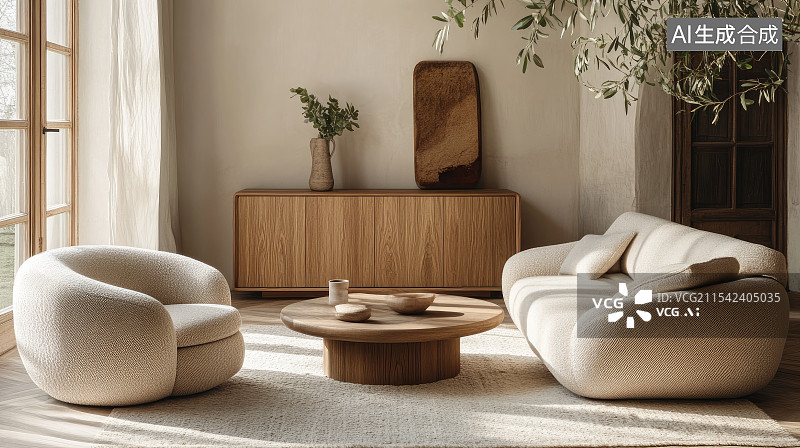 【AI数字艺术】简约现代风格客厅家居图片素材