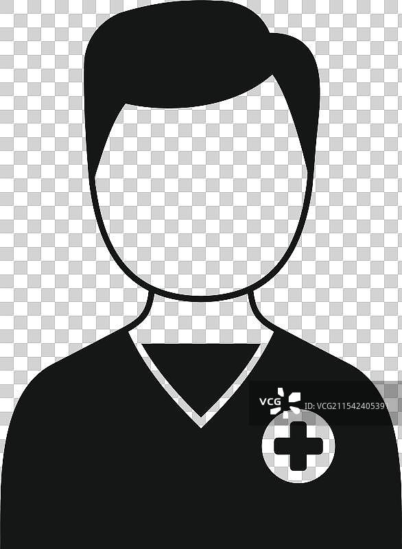 穿着医用服的男性护士，带有医疗十字图标图片素材