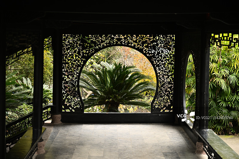新都桂湖森林广场，天香园，花窗图片素材