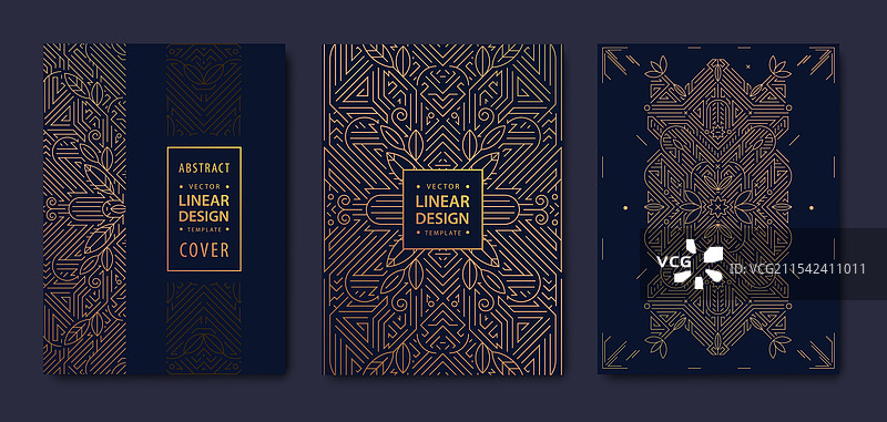 一套装饰艺术风格的金色盖茨比线条框架图片素材