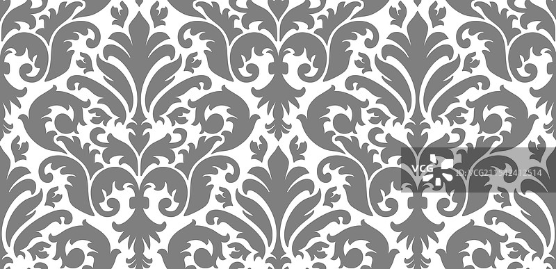无缝的达马斯克花纹图案，带有重复的花卉设计图片素材