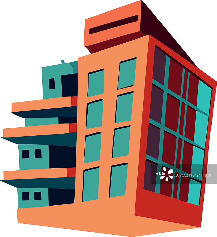 现代办公大楼，色彩斑斓的外立面图片素材