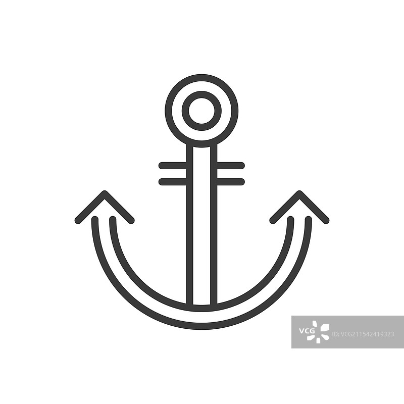 线条设计中的锚图标，海洋船只锚图片素材