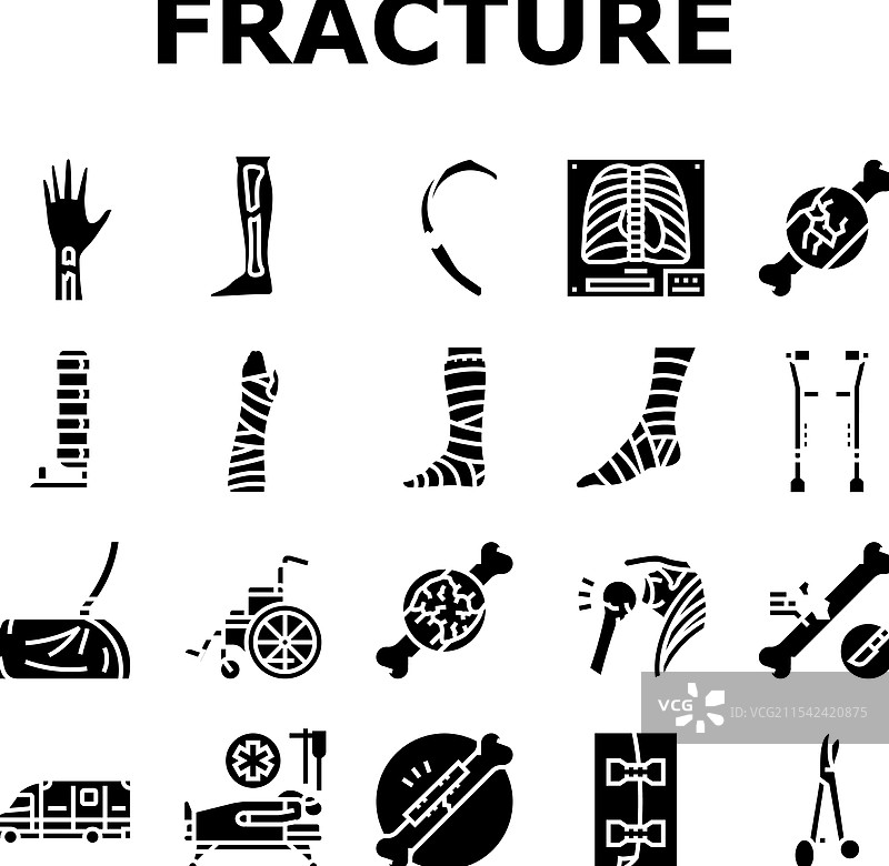骨折伤害骨折图标集图片素材