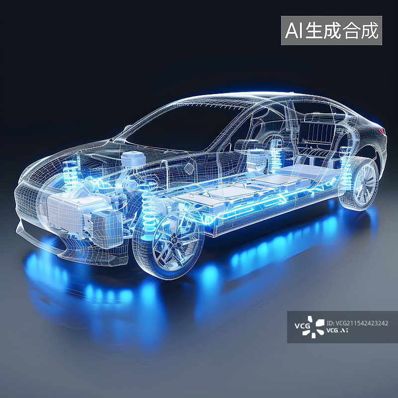 【AI数字艺术】汽车底盘电池线条图片素材