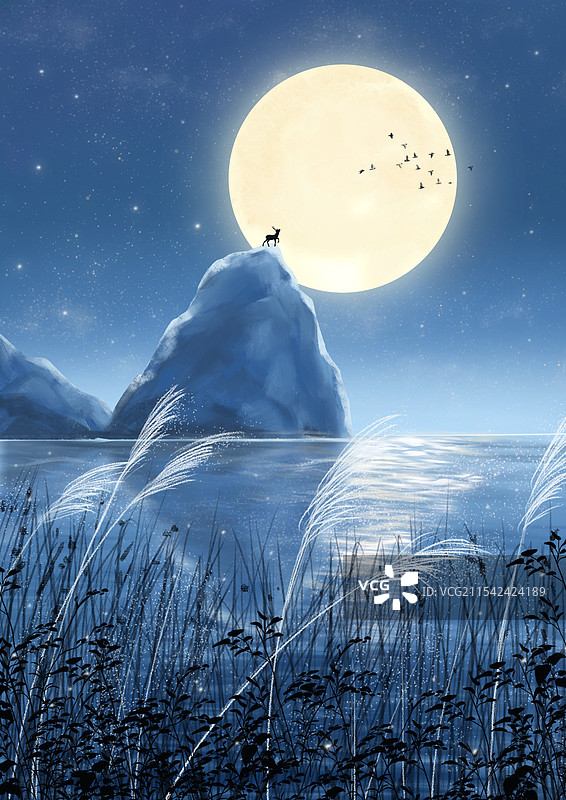 夜空下的倒影图片素材