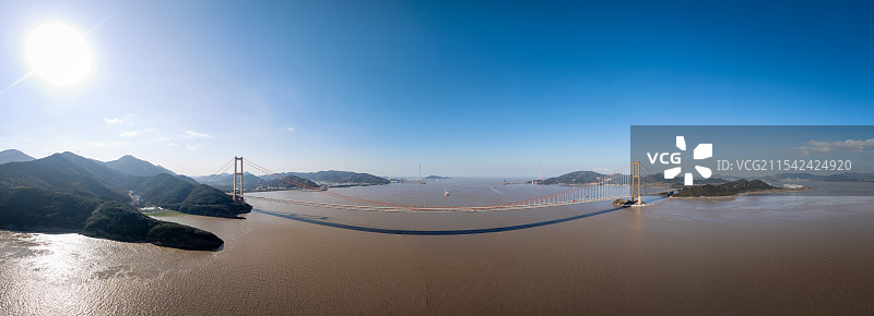 航拍浙江舟山西侯门大桥悬索桥图片素材