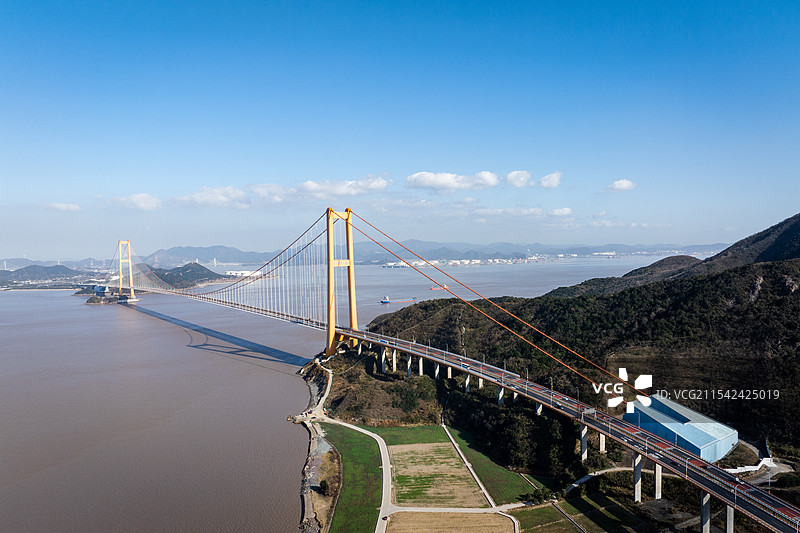 航拍浙江舟山西侯门大桥图片素材