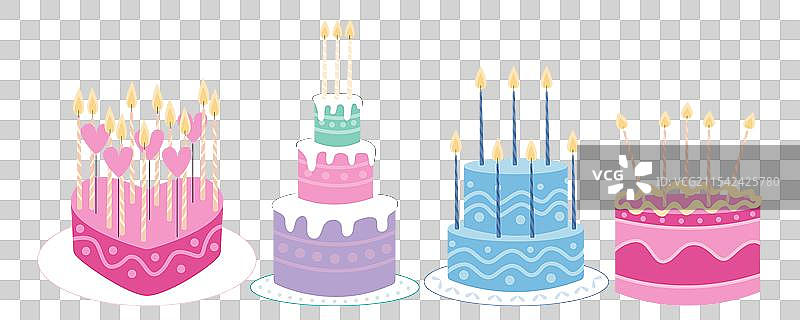 一组带蜡烛的生日蛋糕图片素材