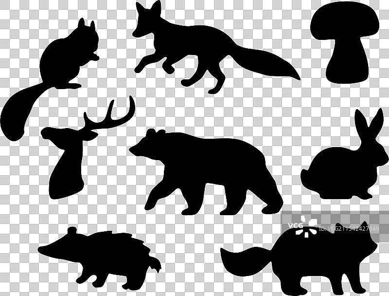 森林动物剪影合集图片素材