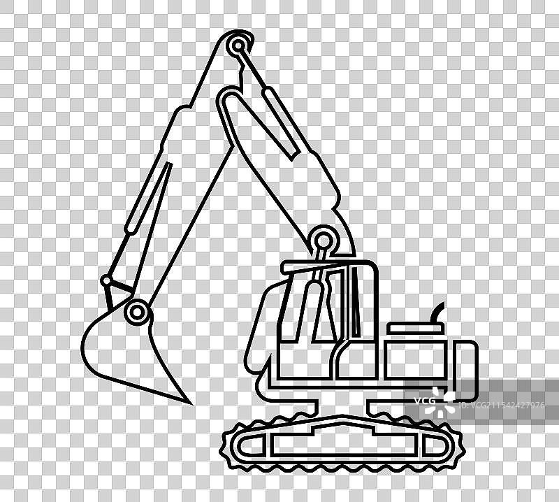 建筑用挖掘机机械的轮廓图片素材
