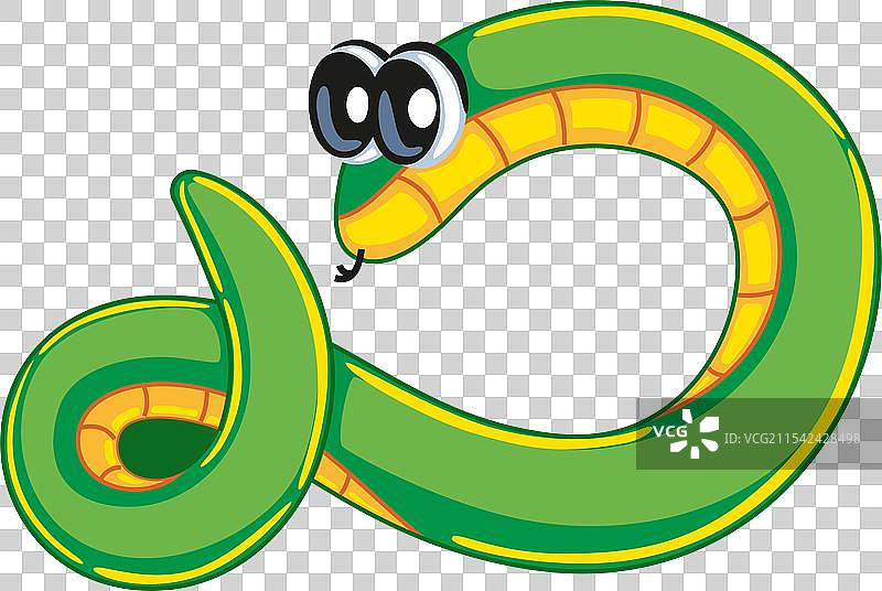 卡通绿色蛇，背景为白色图片素材
