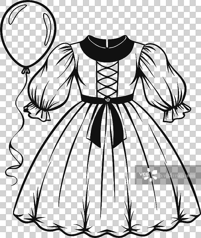 泡泡袖连衣裙时尚图片素材