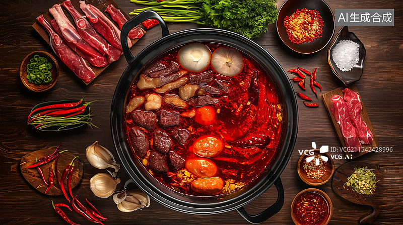 【AI数字艺术】美味可口的麻辣火锅图片素材