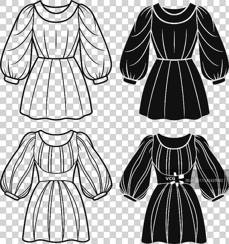 泡泡袖连衣裙时尚图片素材