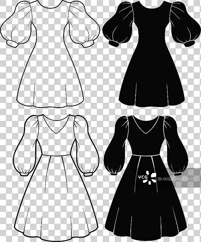 泡泡袖连衣裙时尚图片素材