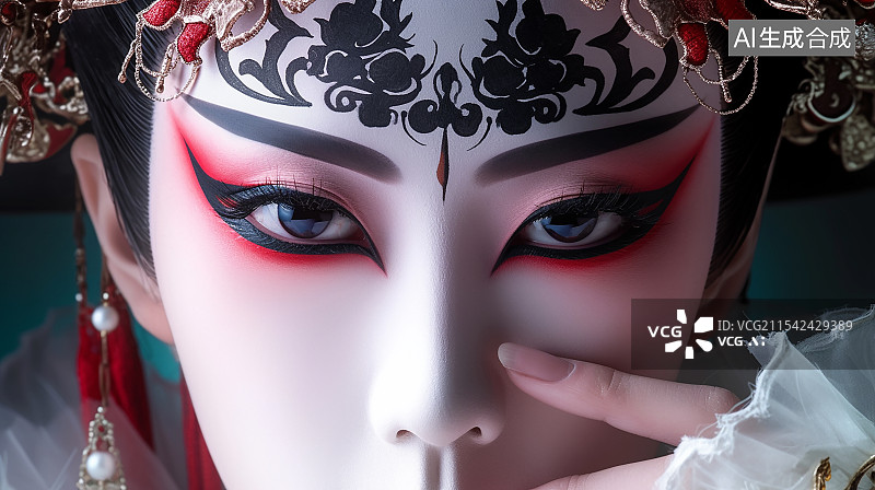 【AI数字艺术】化妆后的京剧女性脸部特征图片素材