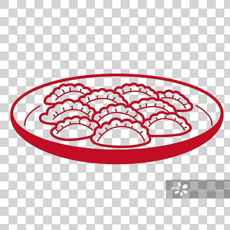 饺子美食线条插画矢量素材图片素材