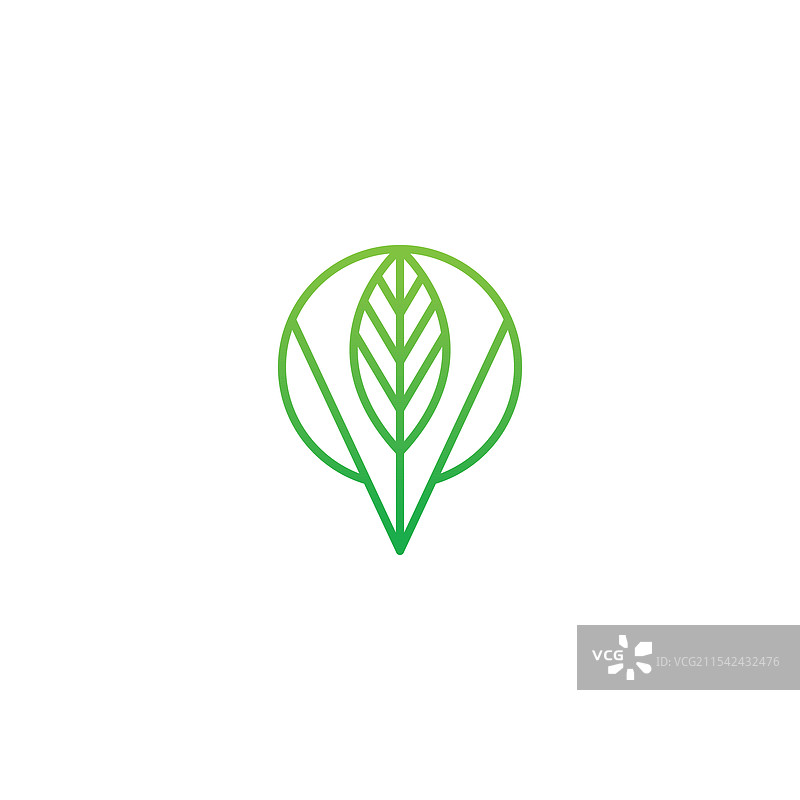 叶子线条艺术logo设计 V形叶子logo图片素材