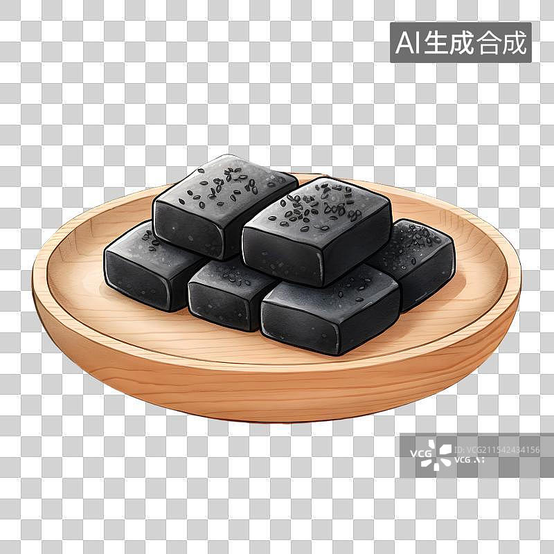 【AI数字艺术】国风手绘插画，中式传统零食，黑芝麻糖，传统美味小吃甜食，免抠元素图片素材