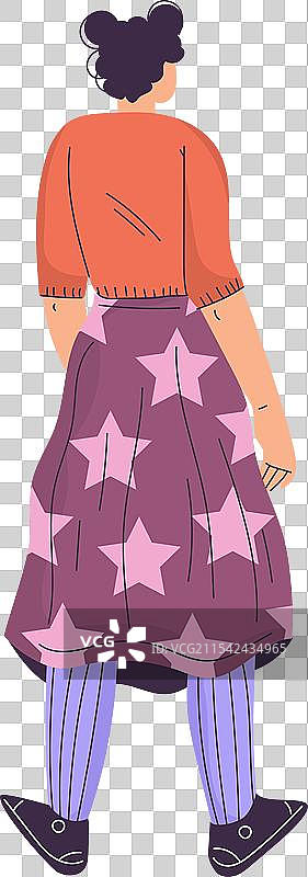 背影女性角色站立图片素材