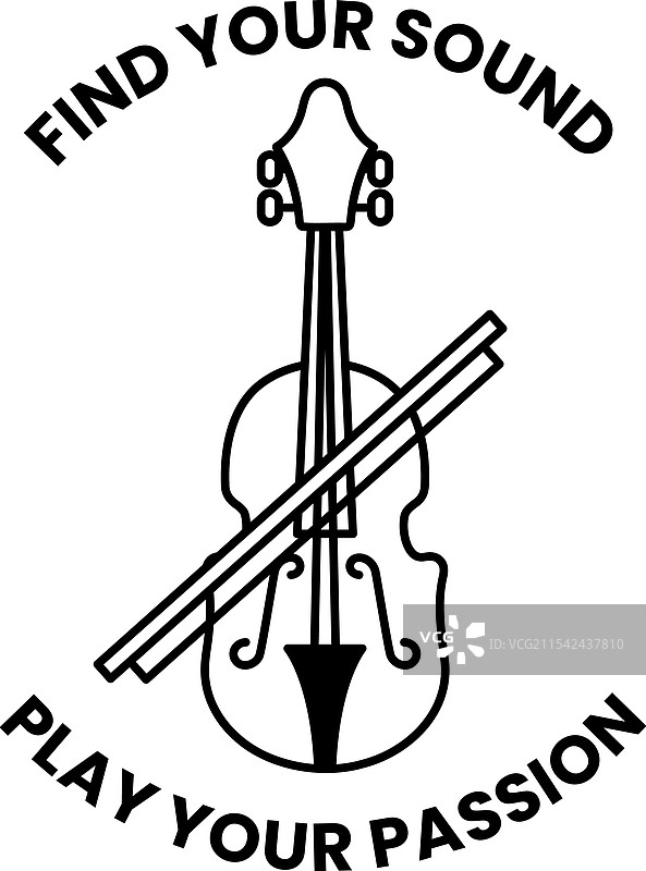 一把带弓的小提琴和“找到你的”字样图片素材