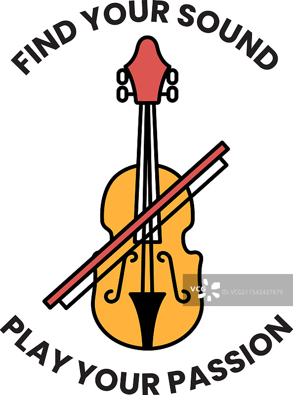 一把小提琴上放着一根弓，旁边有“找到你的”字样图片素材