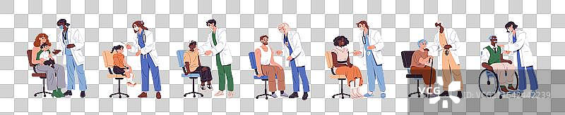 多样化的人群接种疫苗，医生们关心他们的健康图片素材