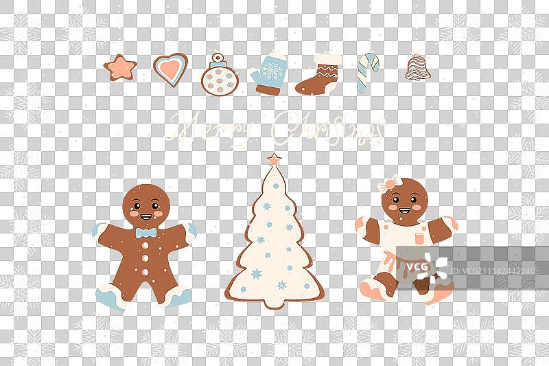 圣诞背景与姜饼装饰图片素材