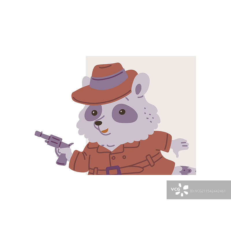 侦探浣熊手持左轮手枪图片素材