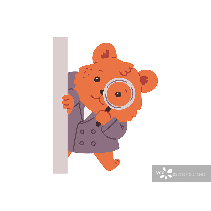 可爱的侦探熊与图片素材