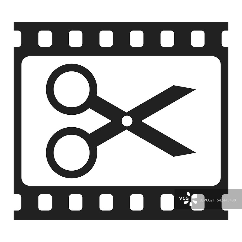 黑色简单的剪刀和电影胶卷视频编辑图片素材