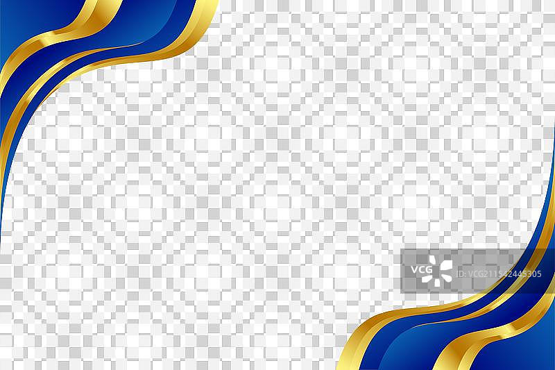 蓝色和金色波浪曲线边框用于页脚和页眉图片素材