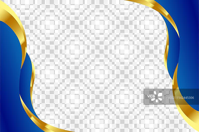 蓝色和金色波浪曲线边框用于页脚和页眉图片素材