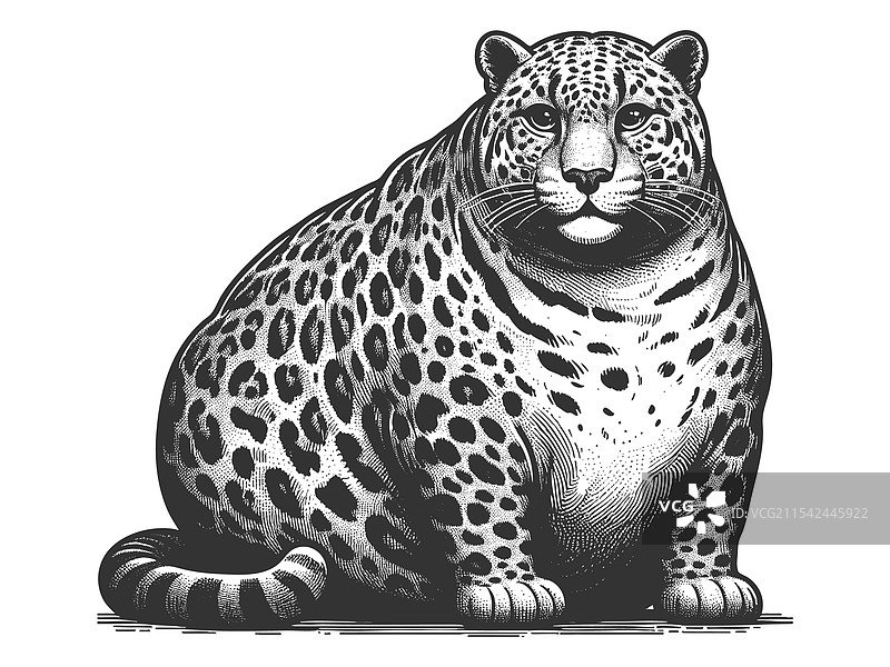 丰满的豹子雕刻素描图片素材