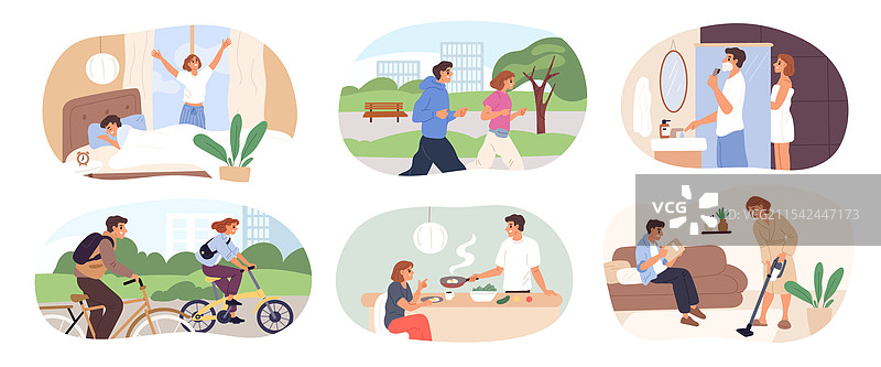 快乐情侣的日常生活，男女共同参与图片素材