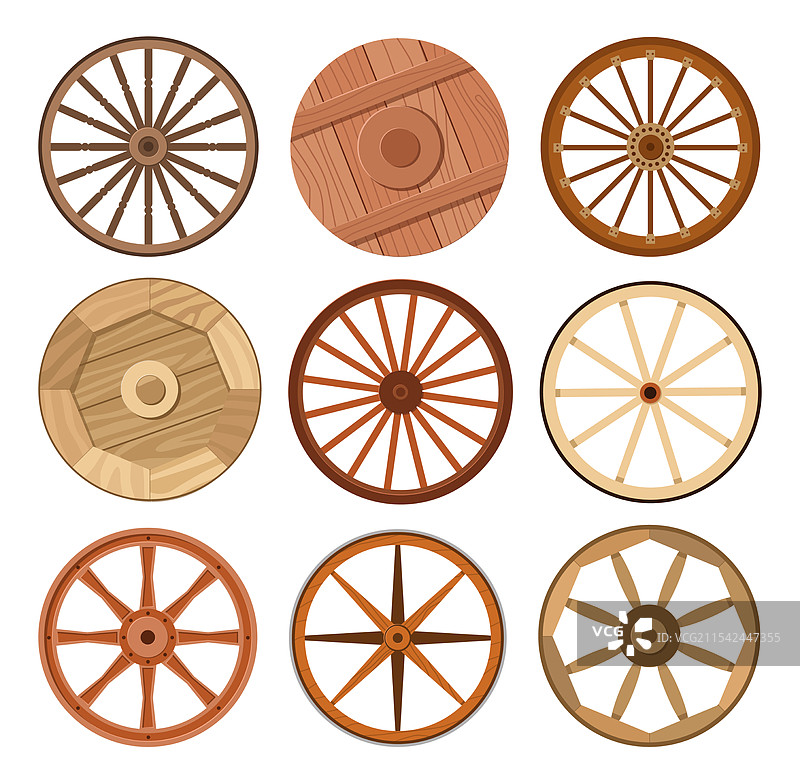 卡通木轮，旧的马车轮子图片素材