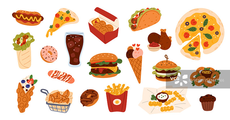 卡通快餐街头美食垃圾零食图片素材