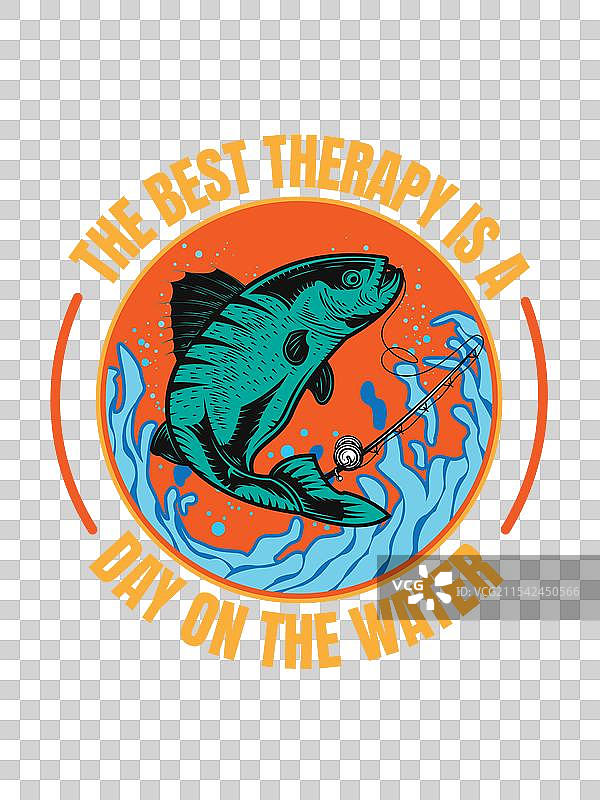 钓鱼钩、线和铅坠的T恤设计图片素材