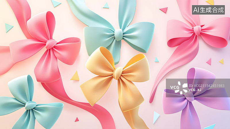 【AI数字艺术】梦幻甜美系蝴蝶结图片素材