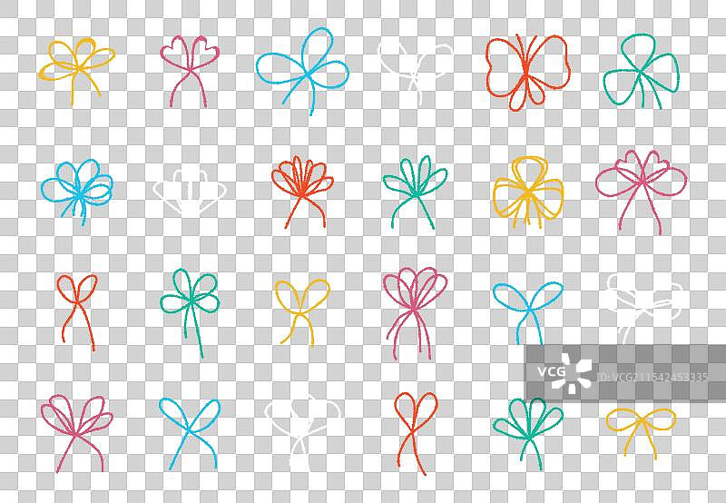 一组带有粉笔质感的彩色丝带蝴蝶结图片素材