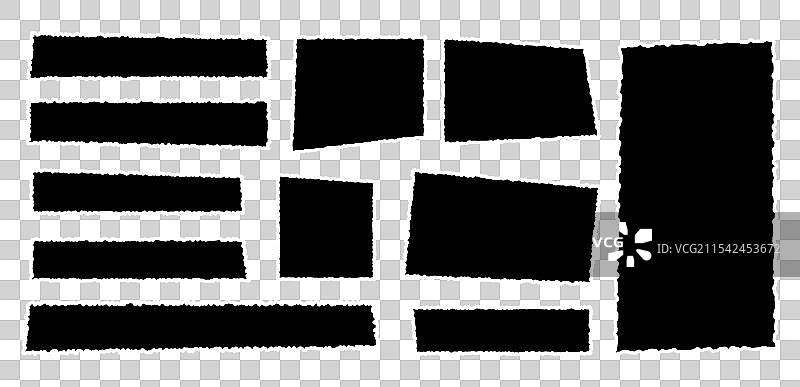 一组撕裂的空白纸张，边缘不规则图片素材