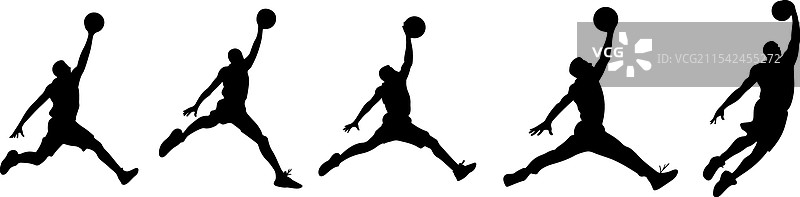 篮球运动员剪影套装图片素材