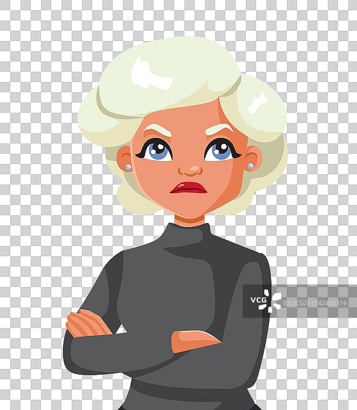 生气的女人双臂交叉，表现出敌意图片素材