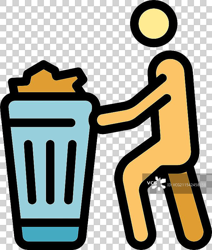 志愿者将垃圾捡起放入装满垃圾的垃圾桶中图片素材